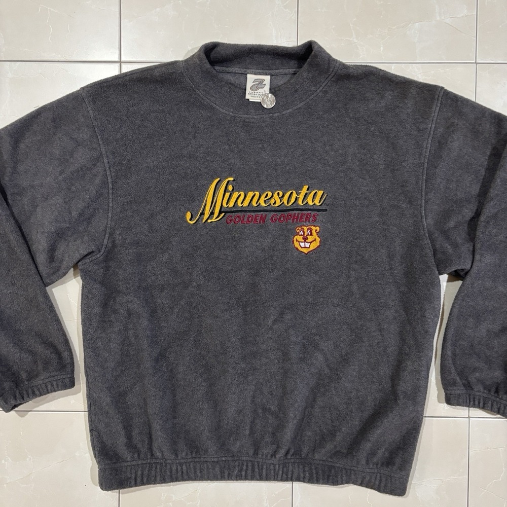 Vintage Minnesota Golden Gophers Sweatshirt Fleece Crewneck Men's L Made In USA